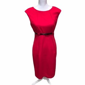 Calvin Klein Red Dress Size 4 Belted